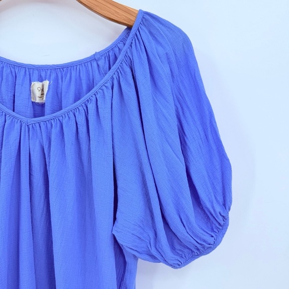 9Seed Temescal Puff Sleeve Top in Moroccan Blue Size M/L - Picture 9 of 9